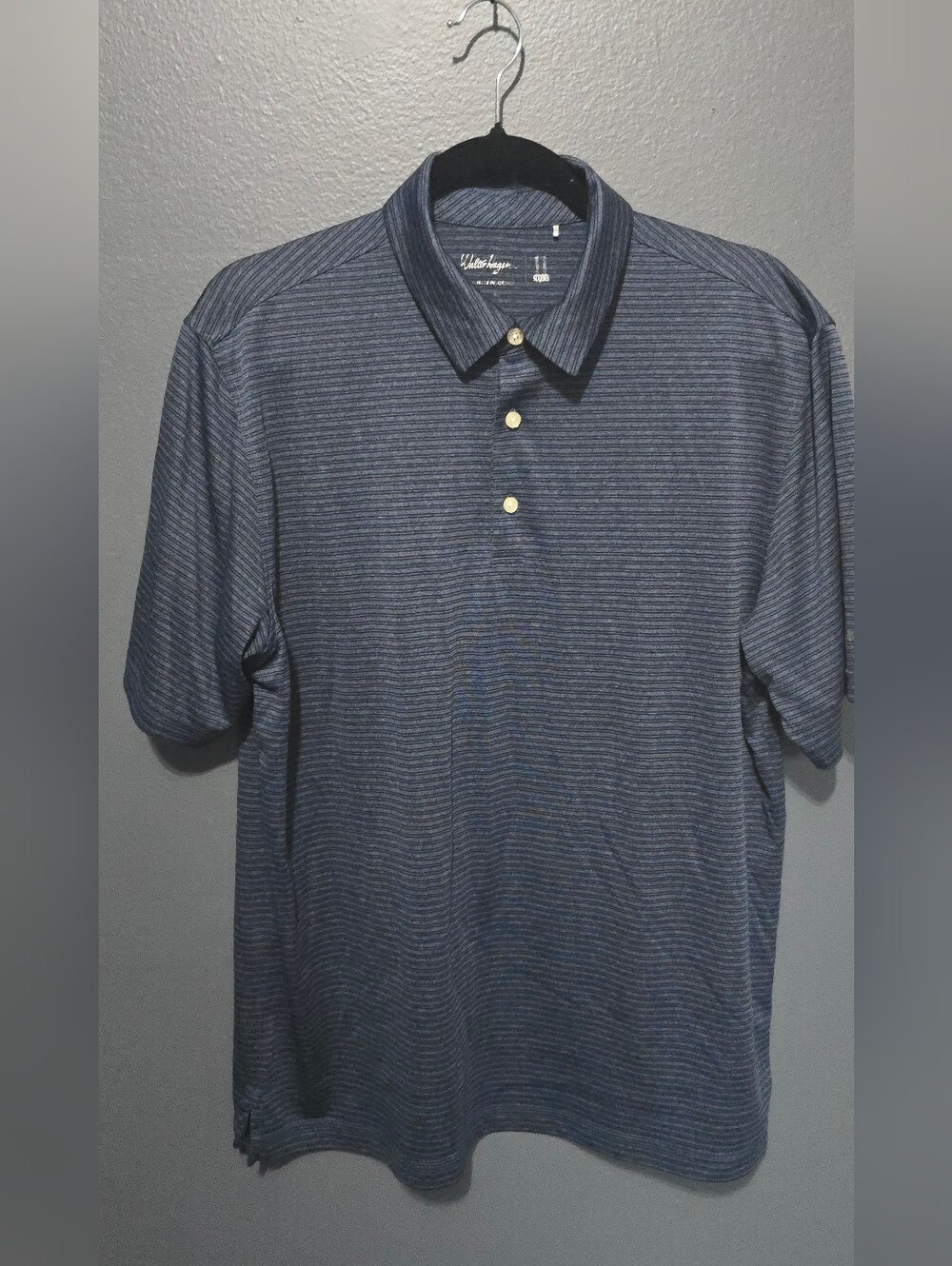 Walter Hagen Blue Striped Polo Shirt